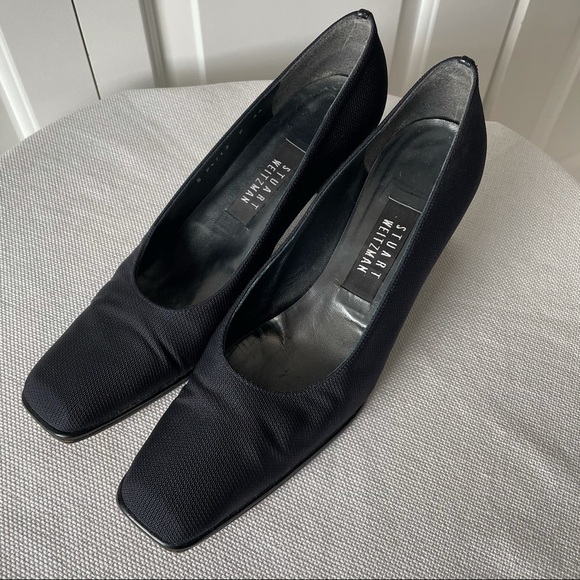 Stuart Weitzman Women's Vintage Style Ribbed Navy Blue Heels Size 9 AA - Picture 8 of 10